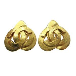 Chanel Heart Earrings Clip-On Gold 97P 68060